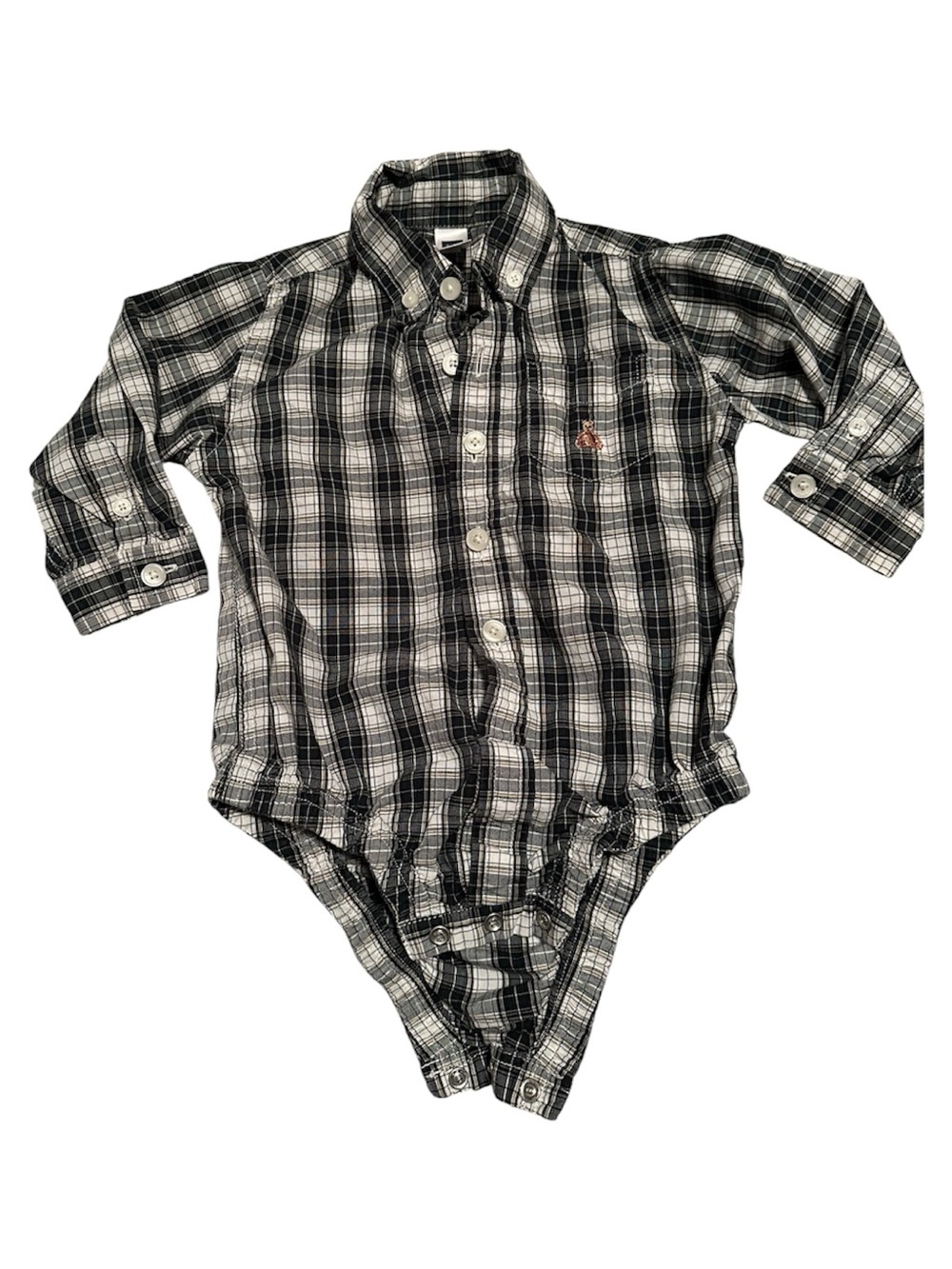 Baby Gap Plaid Long-Sleeve Button-Up One-Piece for Kids -Size 12-18M